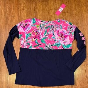 Lilly Pulitzer Mini Finn top L & XL cockatoo pink paws for a cause NWT